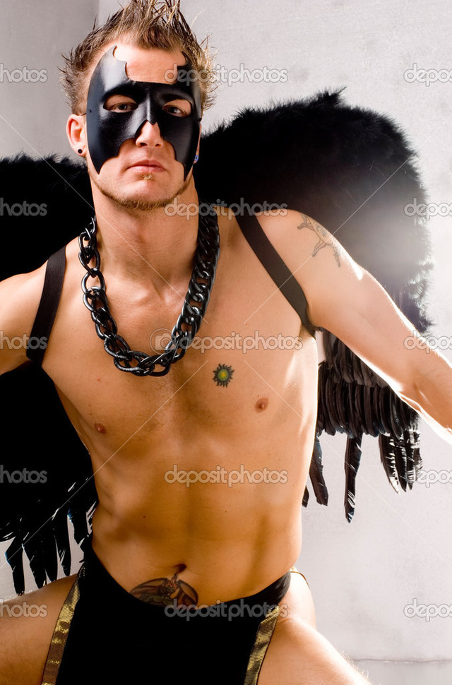 black gay guys pic black muscular gay photo male angel depositphotos costume stock
