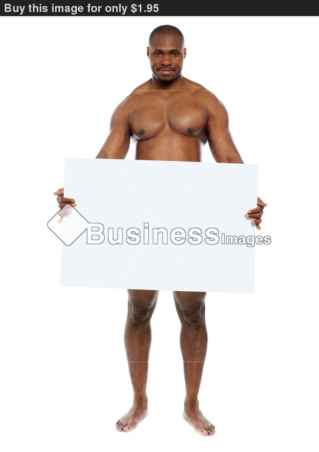 black naked man black naked white photo man behind blank buy ace hiding stock billboard copyspace