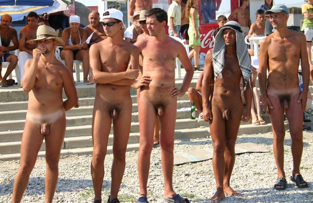 guys nude some flip flops headgear nakedexcept