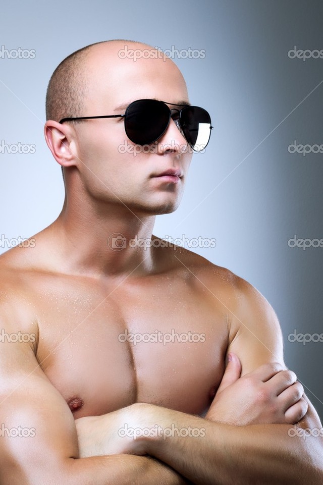 muscle man nude naked muscular photo man chest depositphotos stock glasses