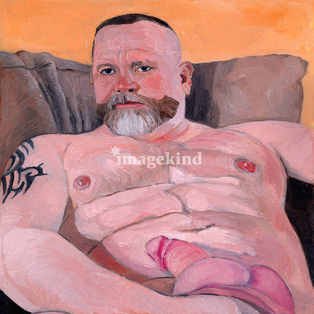 nude muscle man muscle bear male nude tattoo art chair painting