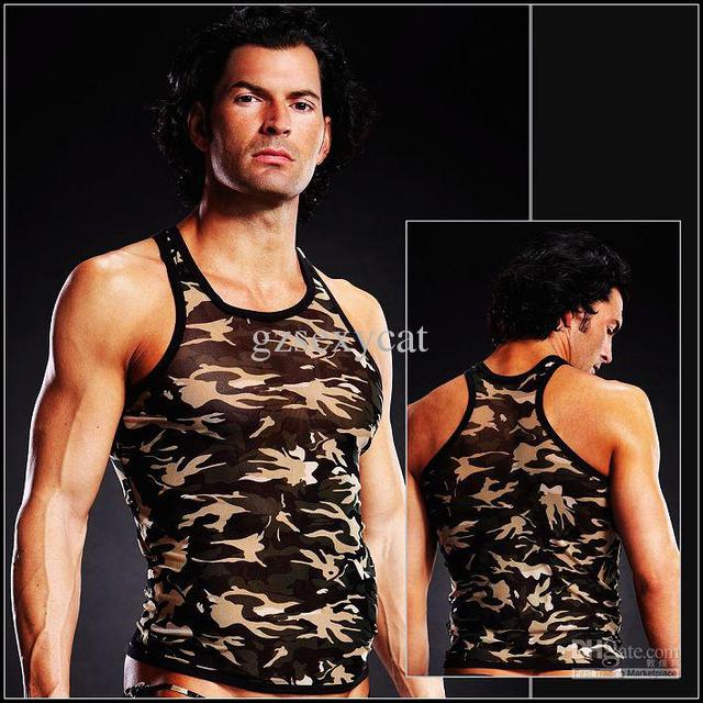 sexy man gays muscle tank sexy product vest albu camouflage lingeries