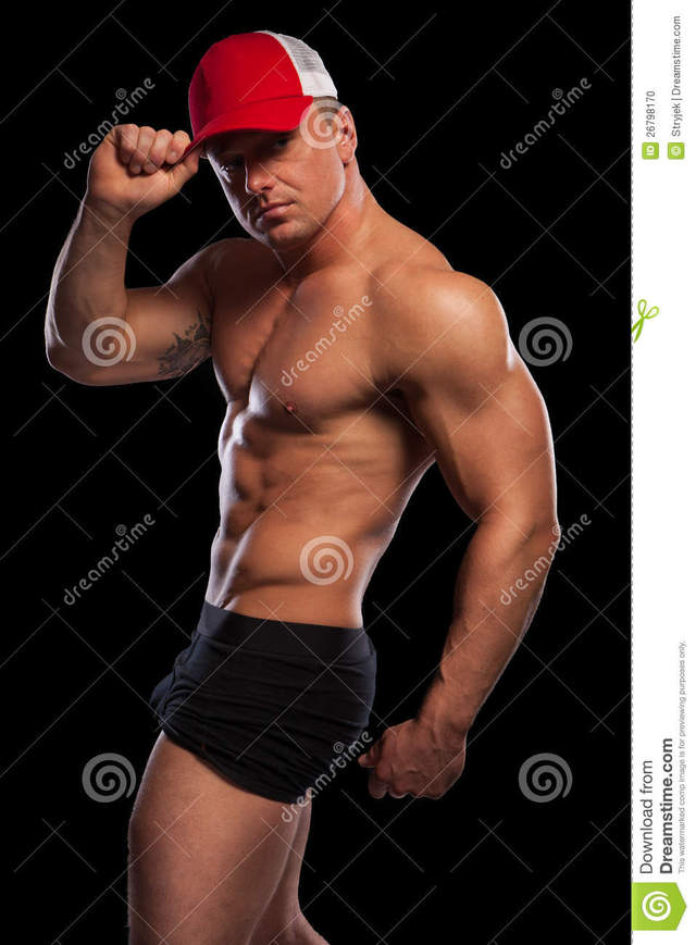 sexy muscular black men muscular photo man baseball sexy cap stock