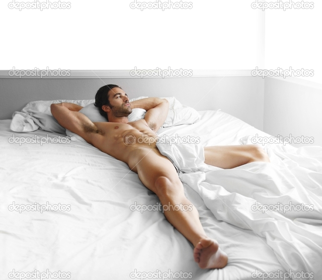 sexy nude males photo man bed sexy body depositphotos stock