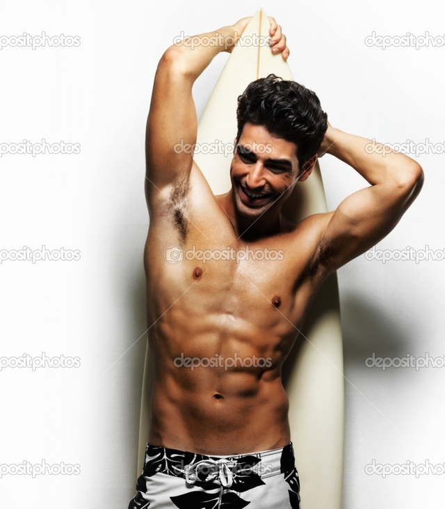 sexy pics man white muscular photo torso man sexy against depositphotos stock smiling surfboard