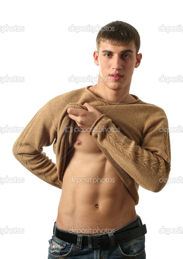 sexy pics man his photo young man abs sexy showing depositphotos stock