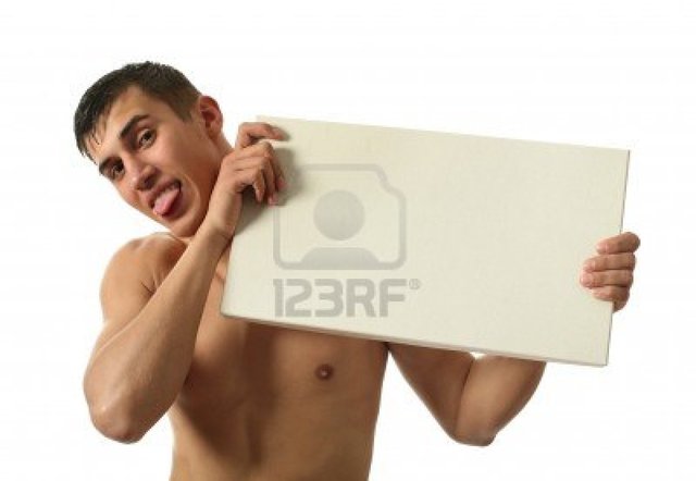 sexy pics man white photo young man sexy board blank copy space holding isolated wrangel