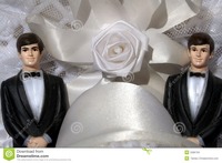 Gay men with toys grooms gay marriage stock photo