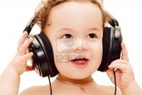 big black boy podlesnova happy singing baby wearing black headphones photo