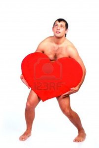 big muscular naked men lanak handsome muscular nude young man heart his hands photo