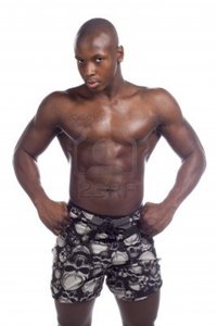 black hunk muscle kozzi portrait black man muscular body isolated white background photo