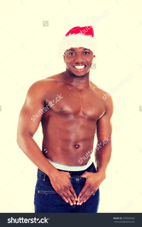 black males nude pics stock photo handsome half naked black man jeans santa hat pic