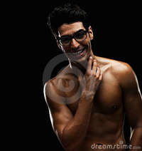 black naked males cheerful naked male wearing spectacles stock