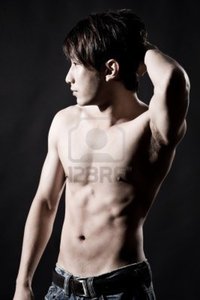 men hunk muscle eyedear body profile muscular hunky asian man photo