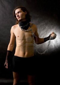 naked muscle mans diter naked muscular man chain collar shadows photo