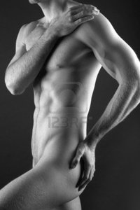 nude muscular black men young muscular nude man over black background photo