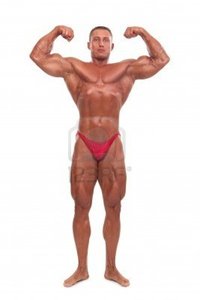 sexy bodybuilder man frantysek attractive male body builder demonstrating contest pose isolated white background photo